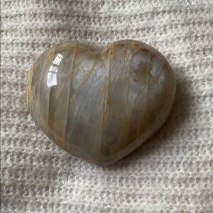 Polished Silver Flash Moonstone Crystal Heart